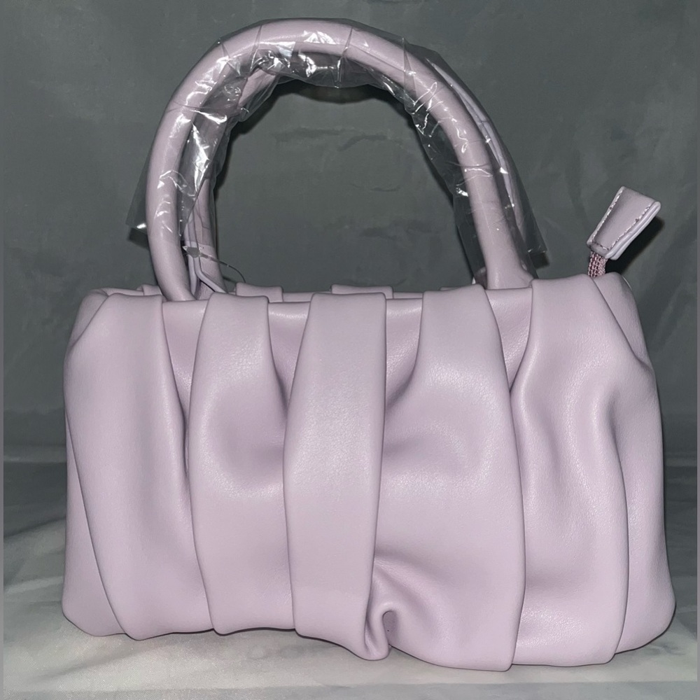 Trendy Lavender Draped Satchel Bag – Crossbody Option
